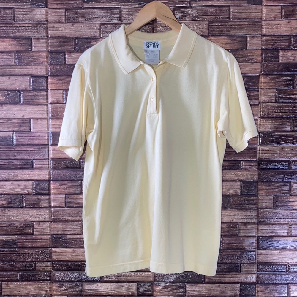Vintage Womens Escada Sport Medium Yellow Polo Shirt